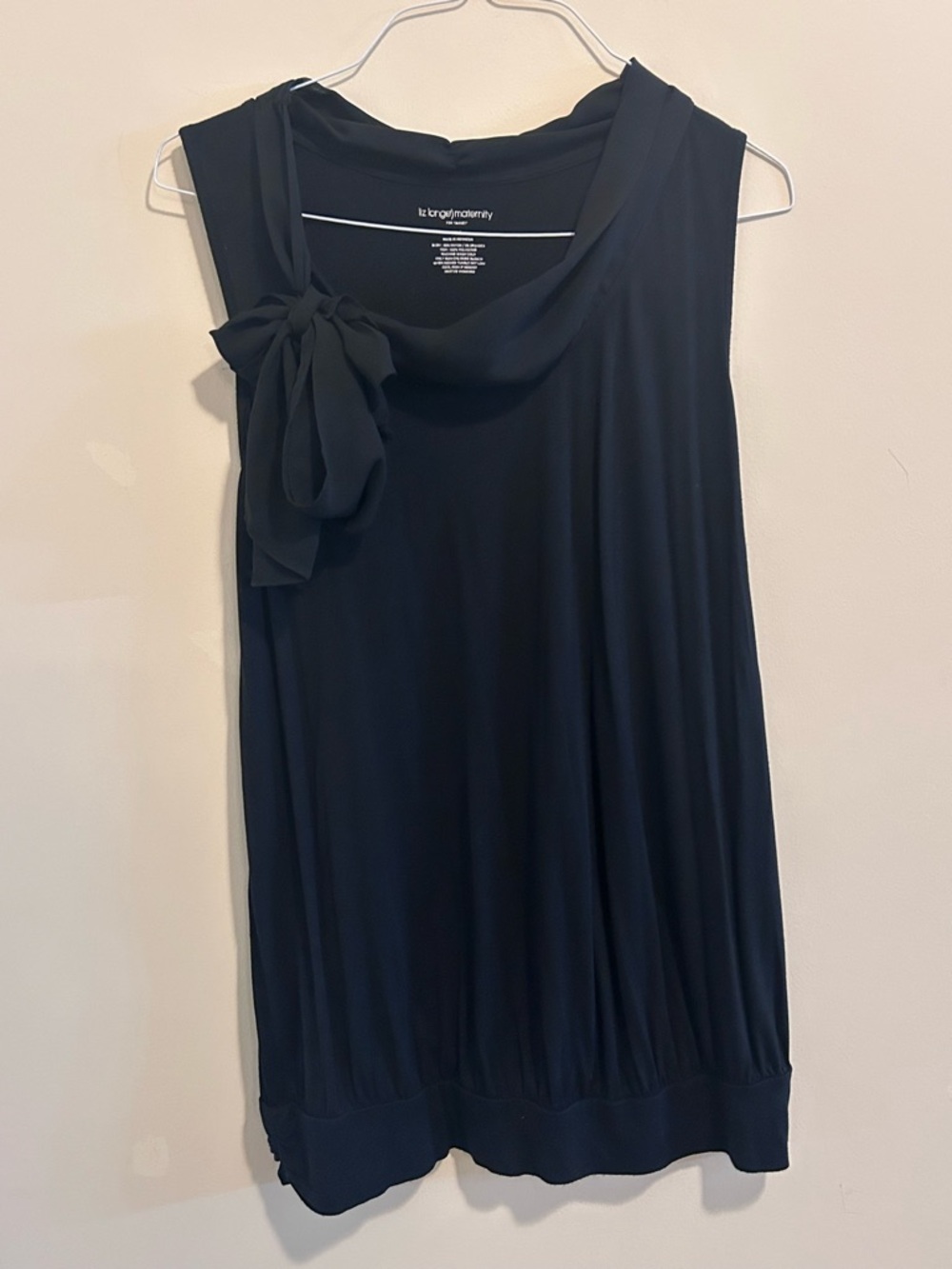 Liz Lange Maternity Black Sleeveless Bow Neck‎ Top